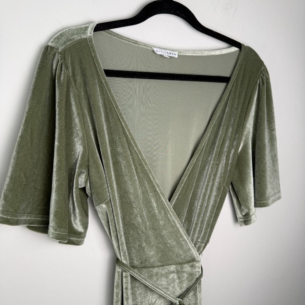 Baltic Born Meghan Velvet Wrap Dress Green Size L Fairy Boho Wedding - Picture 5 of 9